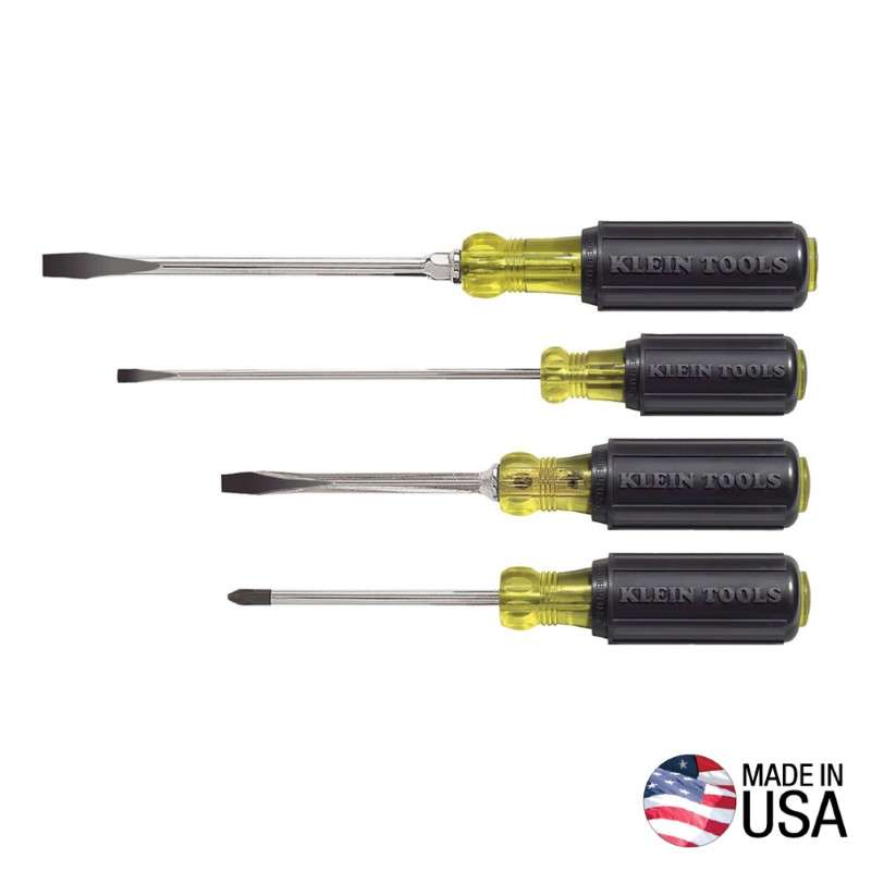 Slotted and Phillips Tip Screwdriver Set with Cushion Grips, 4 Pieces
