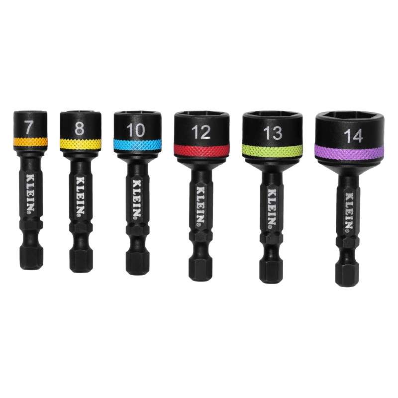 Magnetic Power Nut Setters Set, 6 Piece, Steel Alloy, Metric, 2" Shaft