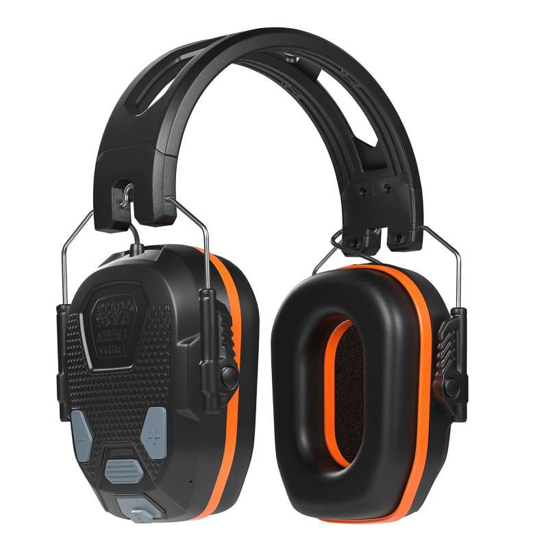 Wireless Earmuffs, Slim, Bluetooth®, 23dB, Black/Orange, 5.7" x 8.3" x 3.8"