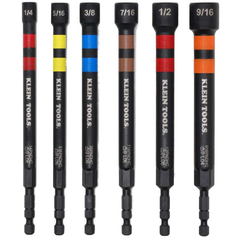 Magnetic Hollow Color-Coded Power Nut Drivers Set, 6-Piece