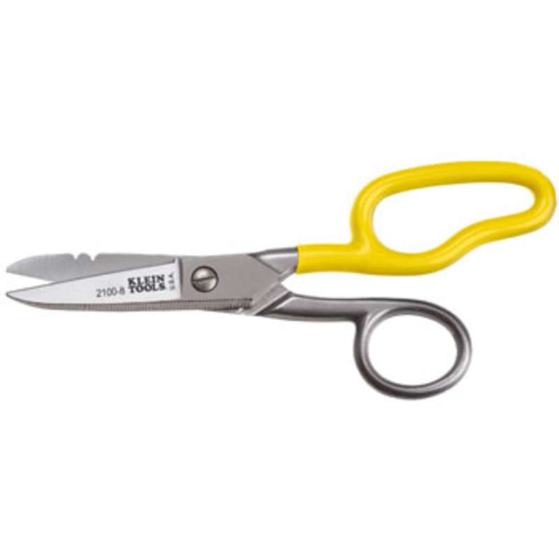 Free-Fall Electrician's Scissors with 19 and 23 AWG Stripping Notches, 6-5/16" Long