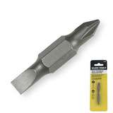 Reversible Screwdriver Bit for 1/4" Drive, #1 Phillips x 3/16" Slotted, 2 Bits per Pack redirect to product page