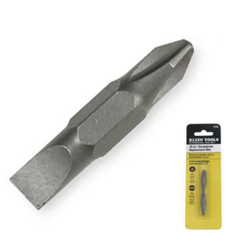 Reversible Screwdriver Bit for 1/4" Drive, #2 Phillips x 1/4" Slotted, 2 Bits per Pack