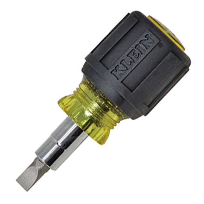 Multi-Purpose Stubby 6-in-1 Screwdriver / Nut Driver Tool with Cushion Grip, 3-1/4" Long