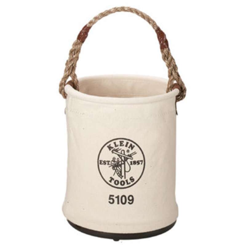 Canvas Straight Wall Tool Bucket with Cycolac Molded Bottom and Polypropylene Rope Handle, Ø12 x 15"