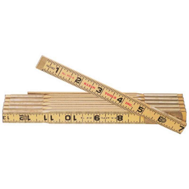 Folding Wood Ruler Yellow with Black Markings, 6'