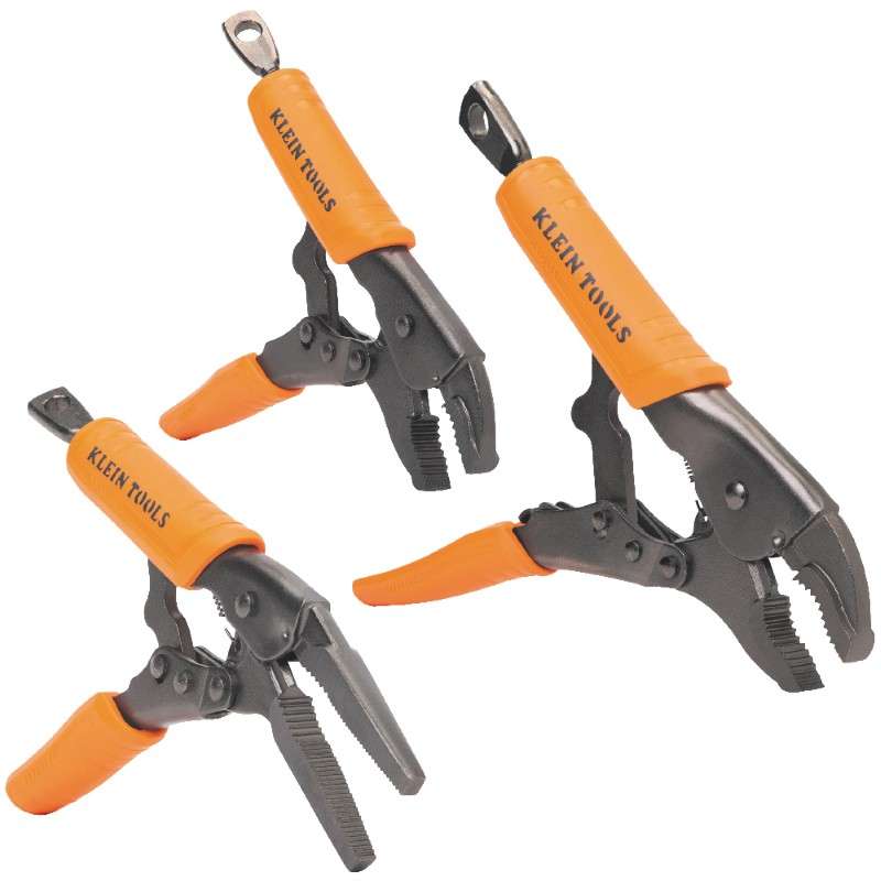 Locking Pliers, Long Nose 6-Inch, Curved Jaw 7- and 10-Inch, 3-Piece