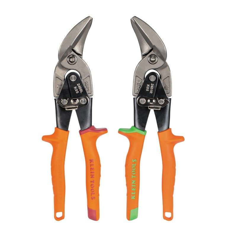 Offset Aviation Snips, Self-Open Latch, 18GA Steel/22GA SS, 2-Pack