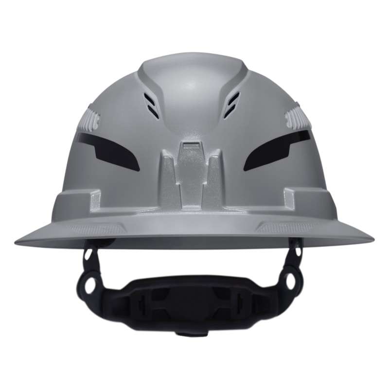 Class C Type-2 Hard Hat, Vented Full Brim with Strap, Gray