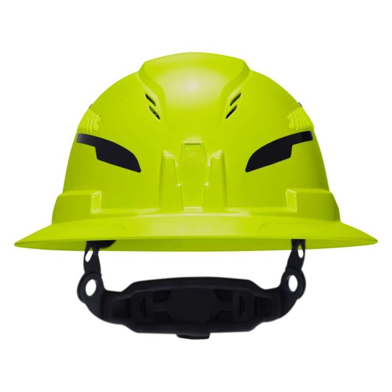 Class C Type-2 Hard Hat, Vented Full Brim with Strap, High Visibility Lime