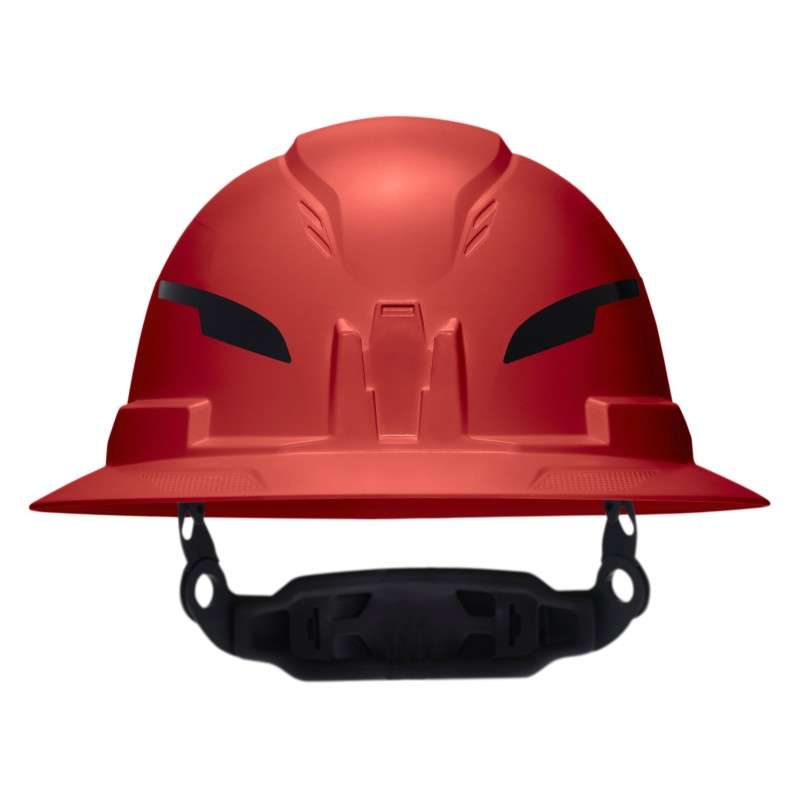 Class E Type-2 Hard Hat, Non-Vented Full Brim Style with Strap, Red