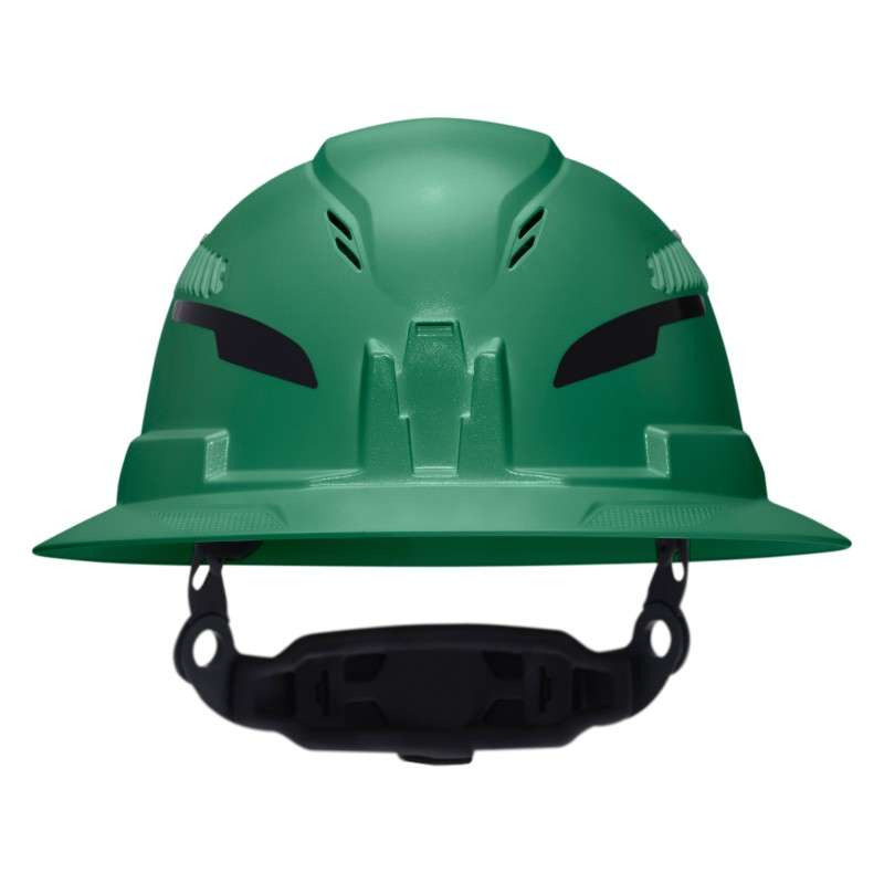 Class C Type-2 Hard Hat, Vented Full Brim with Strap, Green
