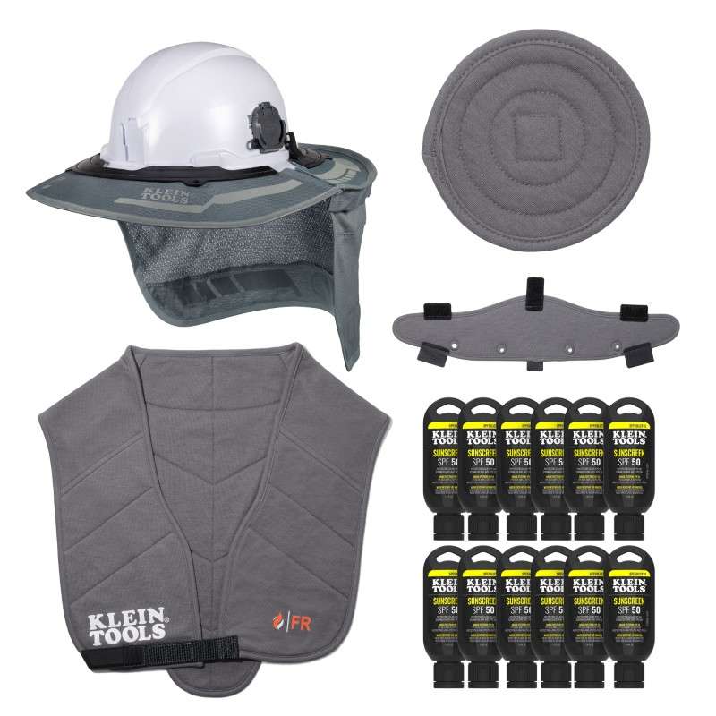 Cooling and Sun Protection Kit, Flame-Resistant, Full Brim, 48-Piece