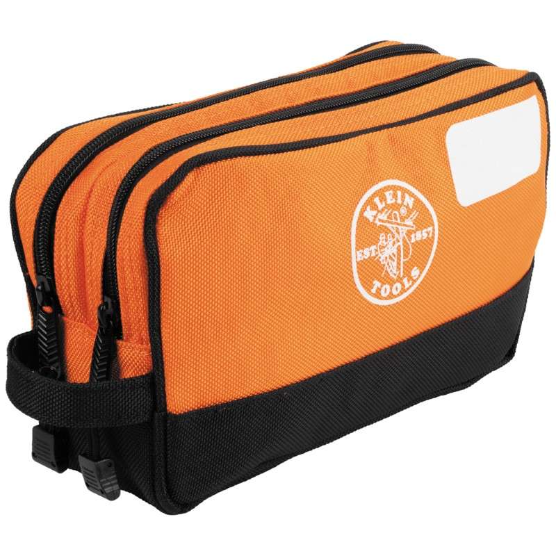 Double Zipper Bag, 10" x 6" x 3", Orange
