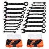 Combination Wrench Set, SAE / Metric, 1/4"-3/4", 6-19mm, Steel, 18 Pc redirect to product page