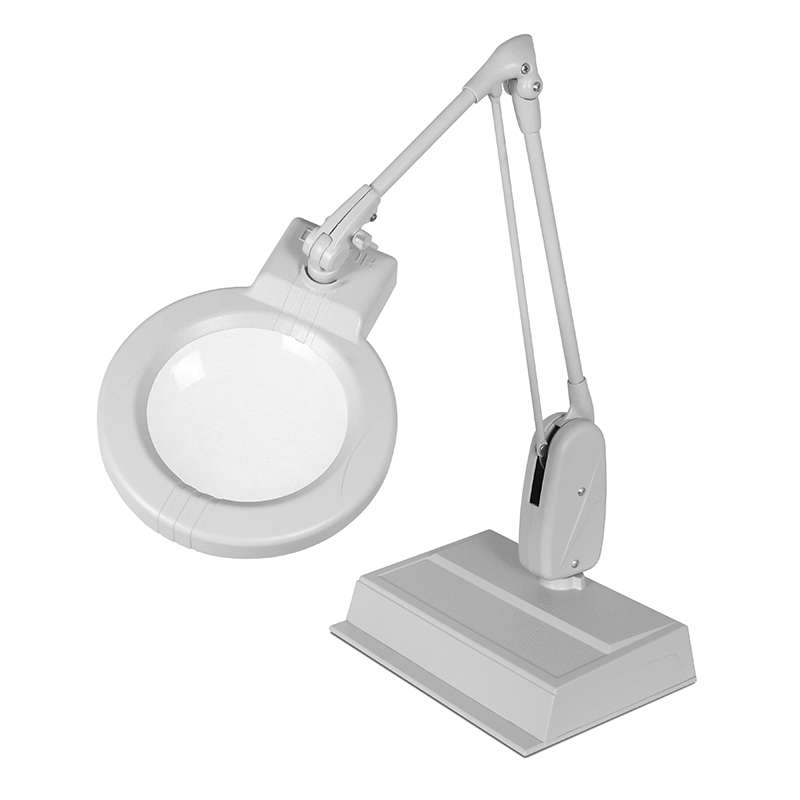 LED Circline Magnifier, 5-Diopter, Weighted Base, 33" Classic Arm Style, Dove Grey