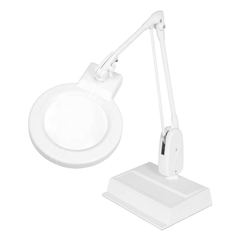 LED Circline Magnifier, 3-Diopter, Weighted Base, 33" Classic Arm Style, White