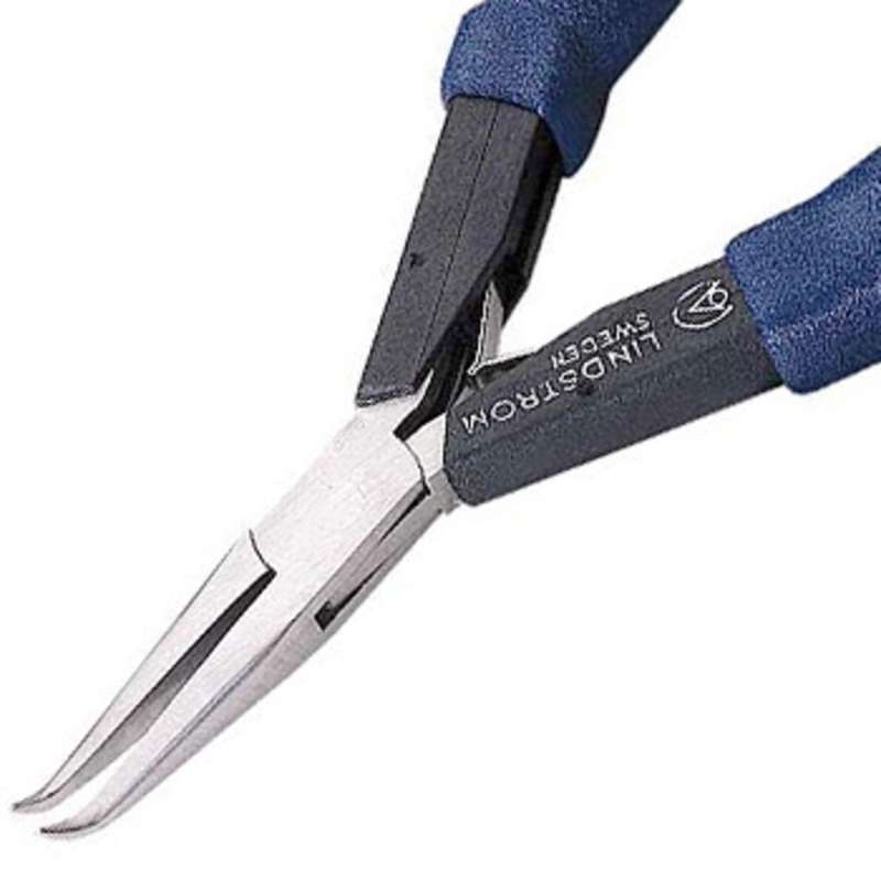 HS Series ESD-Safe Cushioned Ergonomic Grips Bent Long Nose Plier, Smooth Jaws, 6.6"