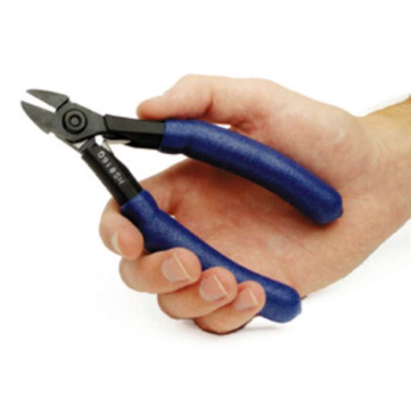 ESD-Safe Oval Head Ultra Flush Cutters with Cushioned Ergonomic Grip Handles, 5-3/5" Long