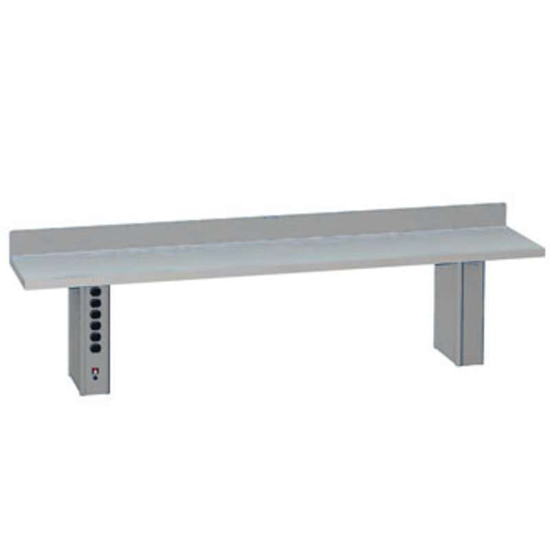 ESD-Safe Instrument Riser Shelf with Two Powered Shelf Supports, Light Grey, 15 x 60"
