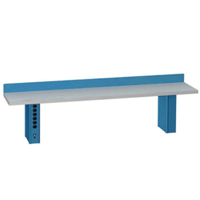 ESD-Safe Instrument Riser Shelf with Two Powered Shelf Supports, Classic Blue, 15 x 60"