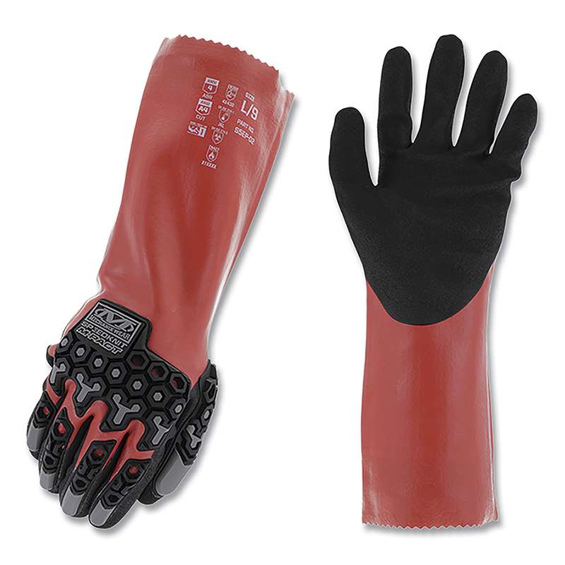 Gloves, Speedknit, M-Pact, Chemical Resistant, X-Large, Red