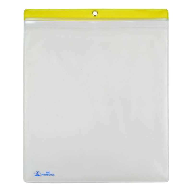 ESD-Safe Clear Shop Traveler with Yellow Header, 10 x 12", 10 per Pack