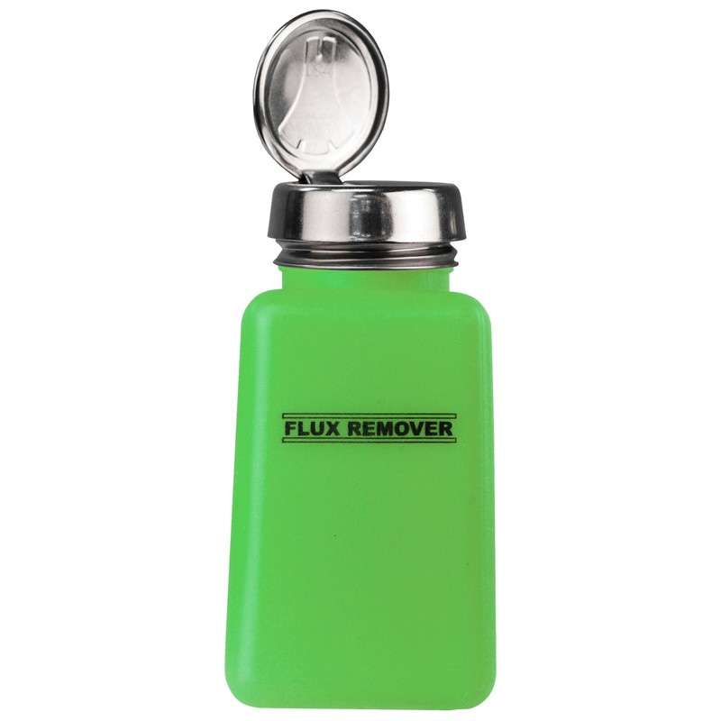 ESD-Safe Green durAstatic™ Flux Remover Solvent Dispenser Bottle with One-Touch Pump, 6 oz