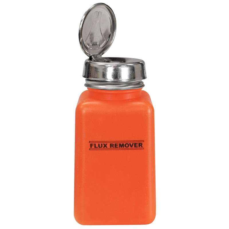 ESD-Safe Orange durAstatic™ Flux Remover Solvent Dispenser Bottle with One-Touch Pump, 6 oz