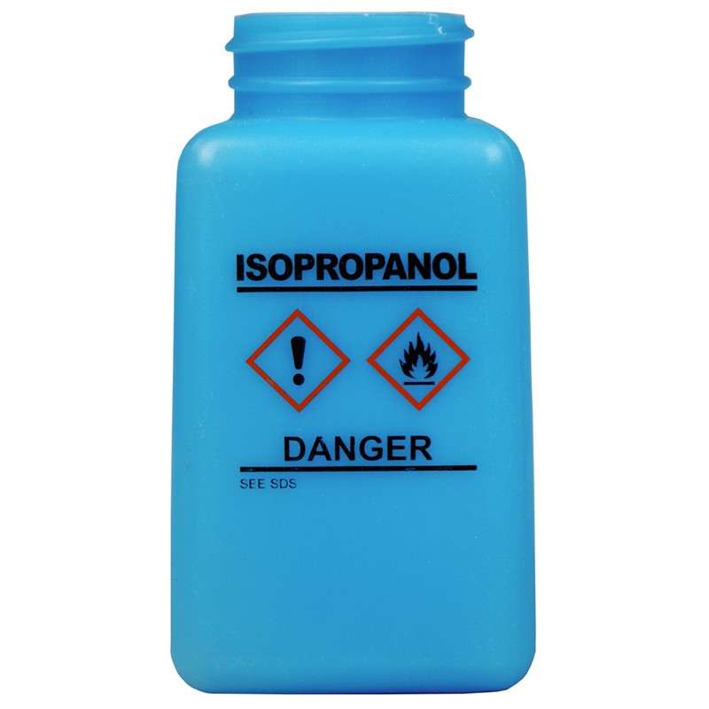 durAstatic™ ESD-Safe IPA Solvent Dispenser Bottle with HCS Label and No Lid, Blue, 6 oz.