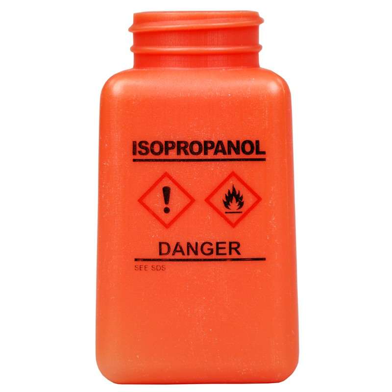 durAstatic™ ESD-Safe IPA Solvent Dispenser Bottle with HCS Label and No Lid, Orange, 6 oz.