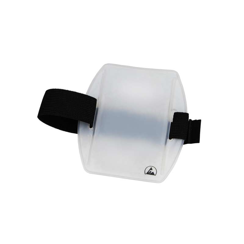 ESD-Safe Clear Arm Badge Holder with Adjustable Hook and Loop Strap, 3-3/8 x 2-3/8"