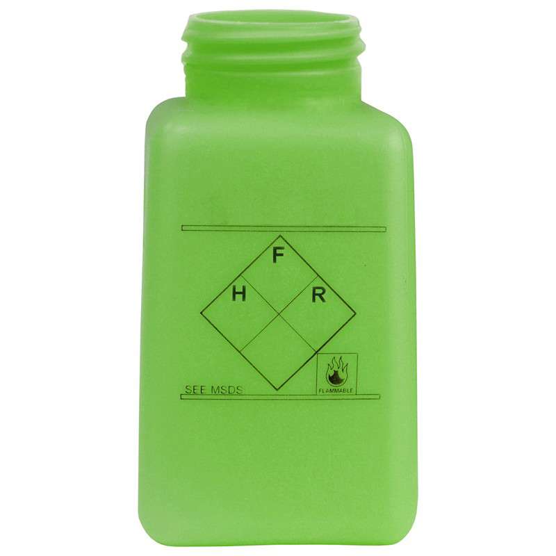 ESD-Safe Green durAstatic™ Hazardous Info Solvent Dispenser Bottle without Lid, 6 oz