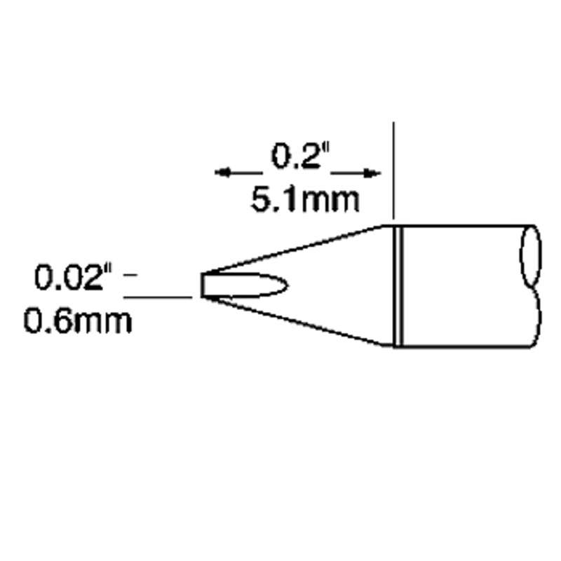 UFTC 600 Series Ultra-Fine™ Chisel Tip Solder Cartridge for MX-H2-UF Iron, 5.1mm x 0.6mm