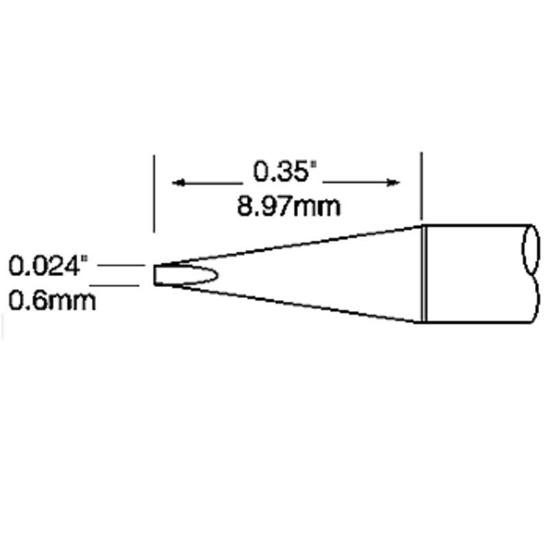 UFTC 600 Series Ultra-Fine™ Long Chisel Tip Solder Cartridge for MX-H2-UF Iron, 9mm x 0.6mm