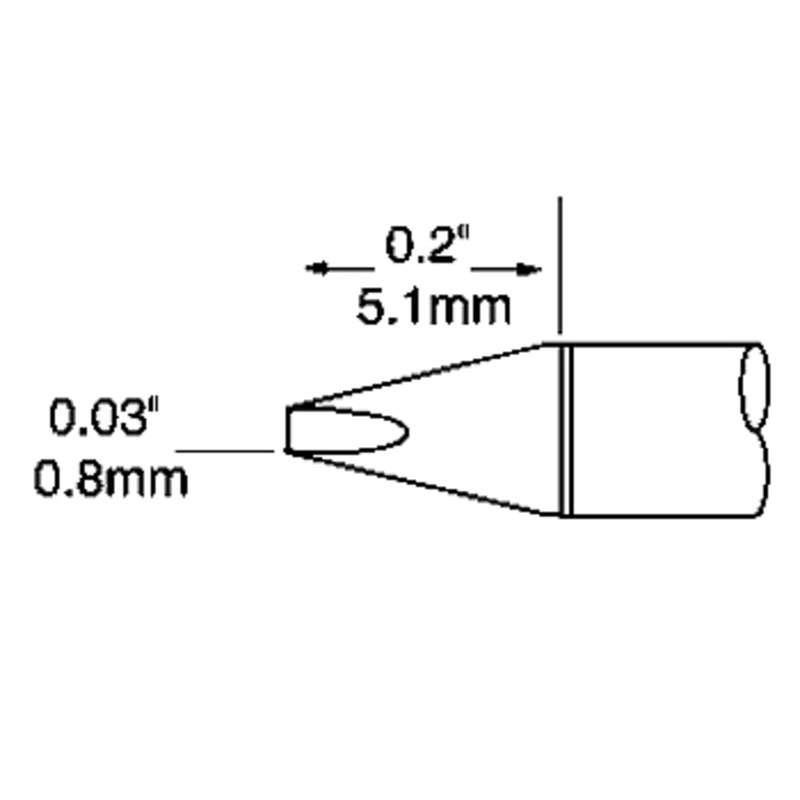 UFTC 600 Series Ultra-Fine™ Long Chisel Tip Solder Cartridge for MX-H2-UF Iron, 9mm x 0.8mm