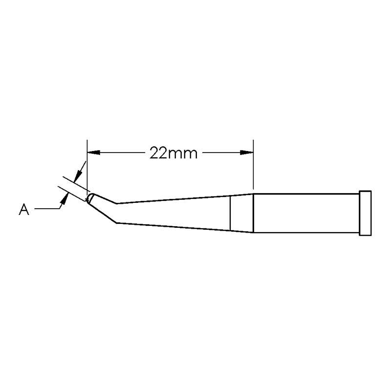 GT Solder Tip, T4, Conical, Bent, Reach, (Ø X L) 1.3 x 22mm