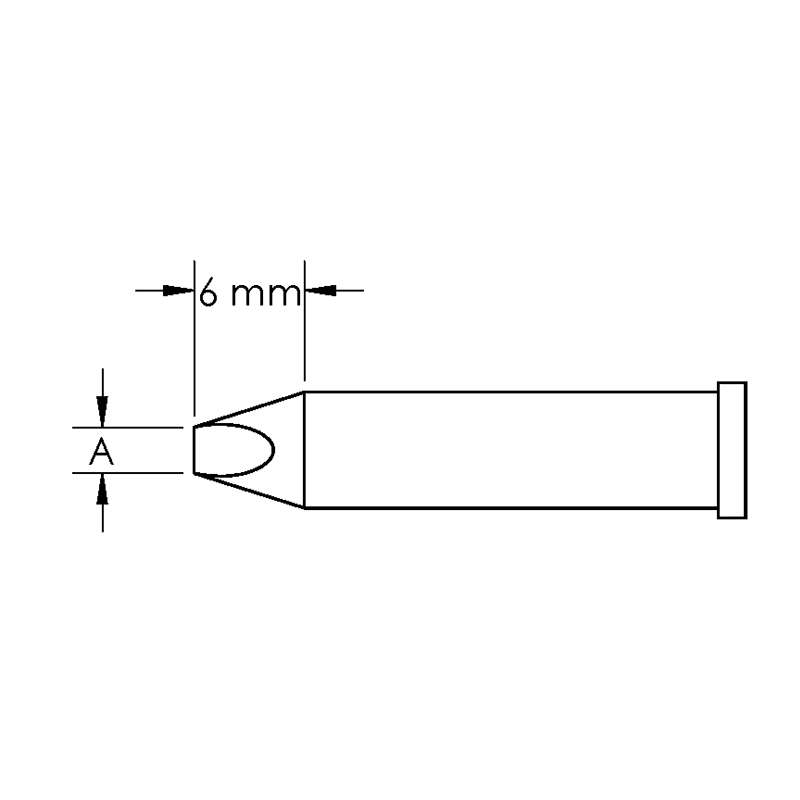 GT Solder Tip, T6, Chisel, Power, (W x L) 5 x 6mm