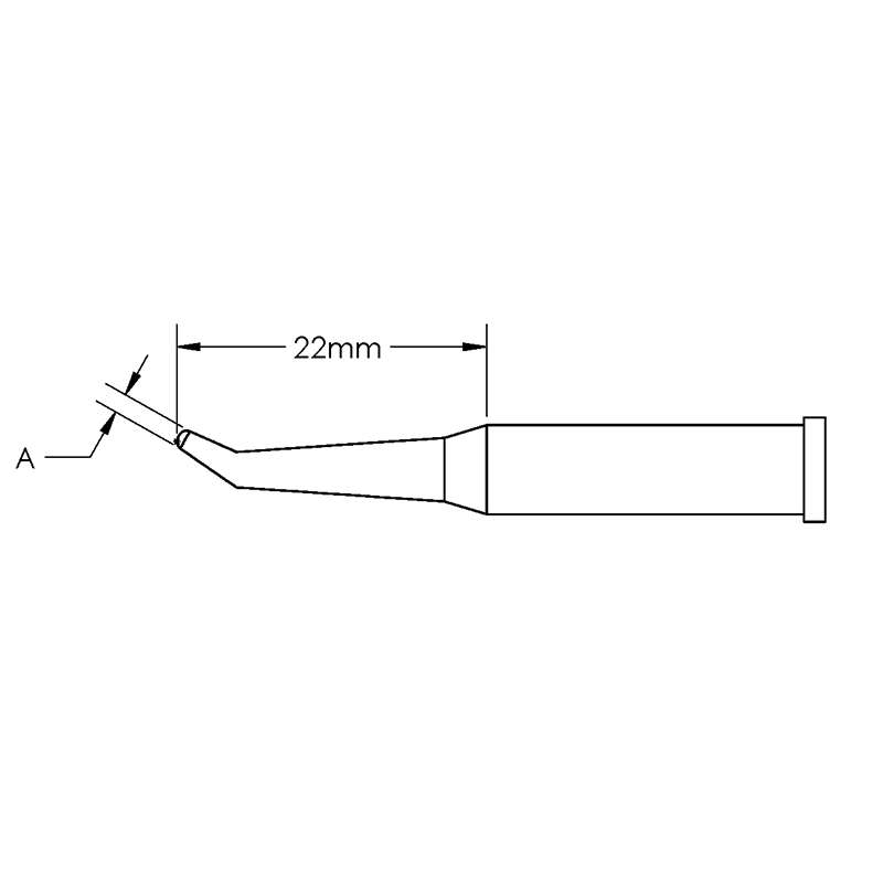 GT Solder Tip, T6, Conical, Bent, Reach, (Ø X L) 1.3 x 22mm