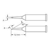 GT Solder Tip, T6, Hoof,  (Bevel/L) 60° x 2.2, (Ø X L) 1 x 16mm redirect to product page