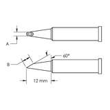 GT Solder Tip, T6, Hoof, Concave,  (Bevel/L) 60° x 5.1mm, (Ø X L) 2 x 12mm redirect to product page
