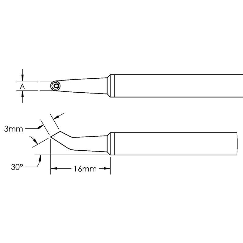 GT Cartridge, Hoof, Concave, Bent 30° x 3mm, (Ø X L) 2.5 x 16mm