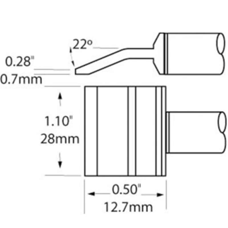 PTTC 800 Series Blade Tweezer Tip Solder Cartridge, 28.0mm, 2 per Pack