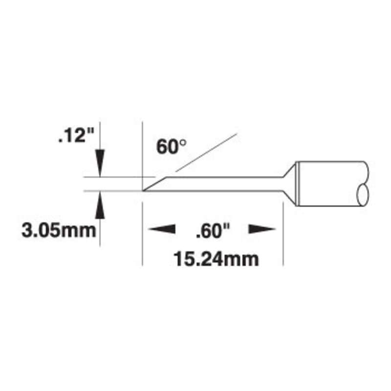 SMTC 700 Series 60° Long Reach Hoof Drag Tip Solder Cartridge for MX Series Systems, 3.05mm