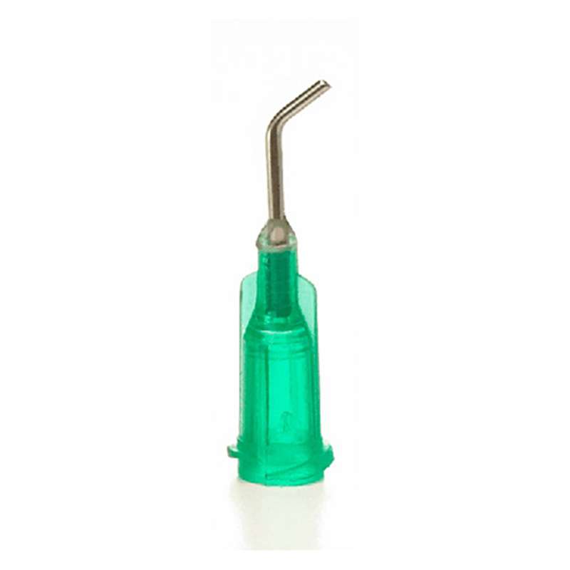 Dispensing Tips, Stainless Steel Cannula, Bent 45 Degree, Green, 18 Gauge, 12.7mm (0.5") 50 per Package