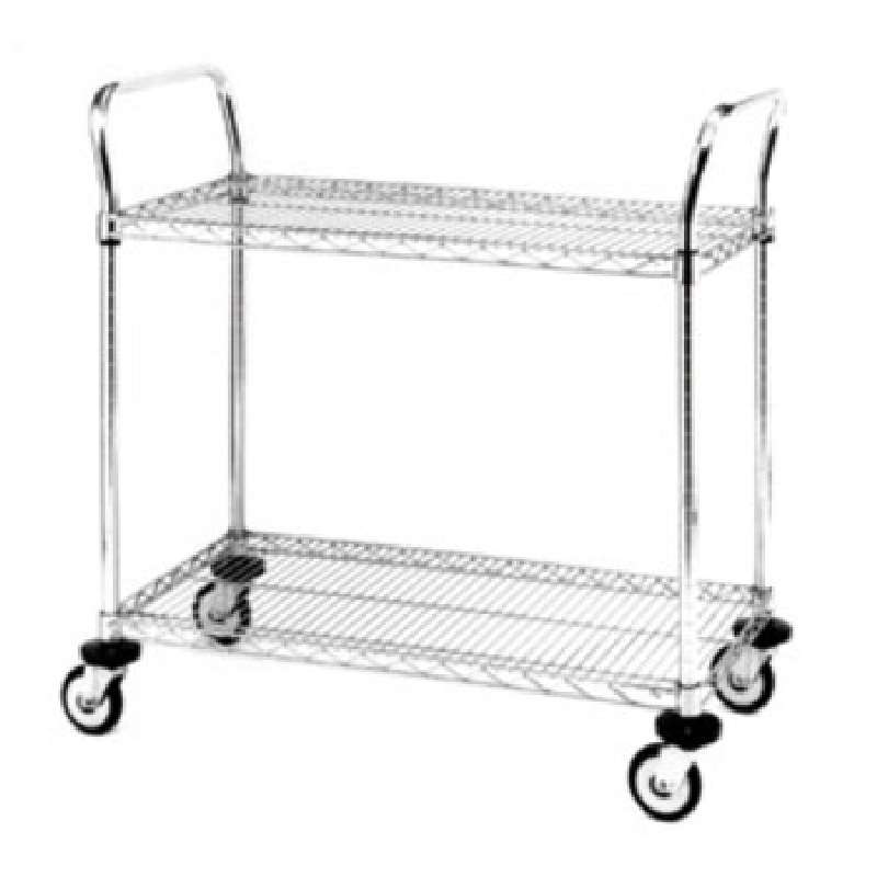 Heavy Duty Utility Cart with 2 Brite Wire Shelves and Casters, 24"W x 48"L x 39"H