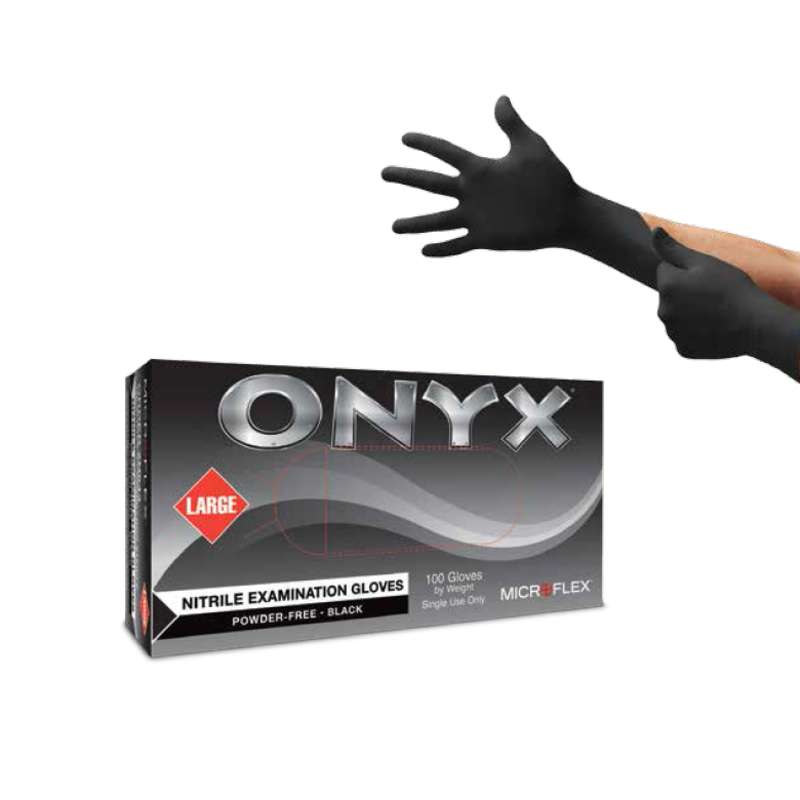 MICROFLEX®Onyx® Powder Free Textured Black 4mil Nitrile Gloves, Medium, 9.5" Long, 100 per Box