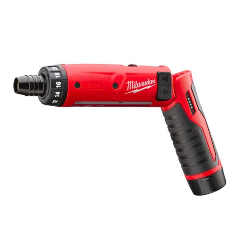 Cordless Screwdriver Kit with Battery Charger and M4 Red Lithium Battery Packs, 4 Volts