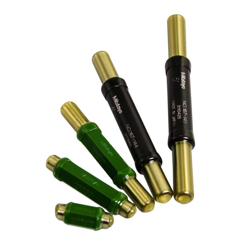 Series 167 Micrometer Standards for Zero Point Setting, 5 pieces in Carrying Case, 1 to 5", Accurate to ±0.00015"