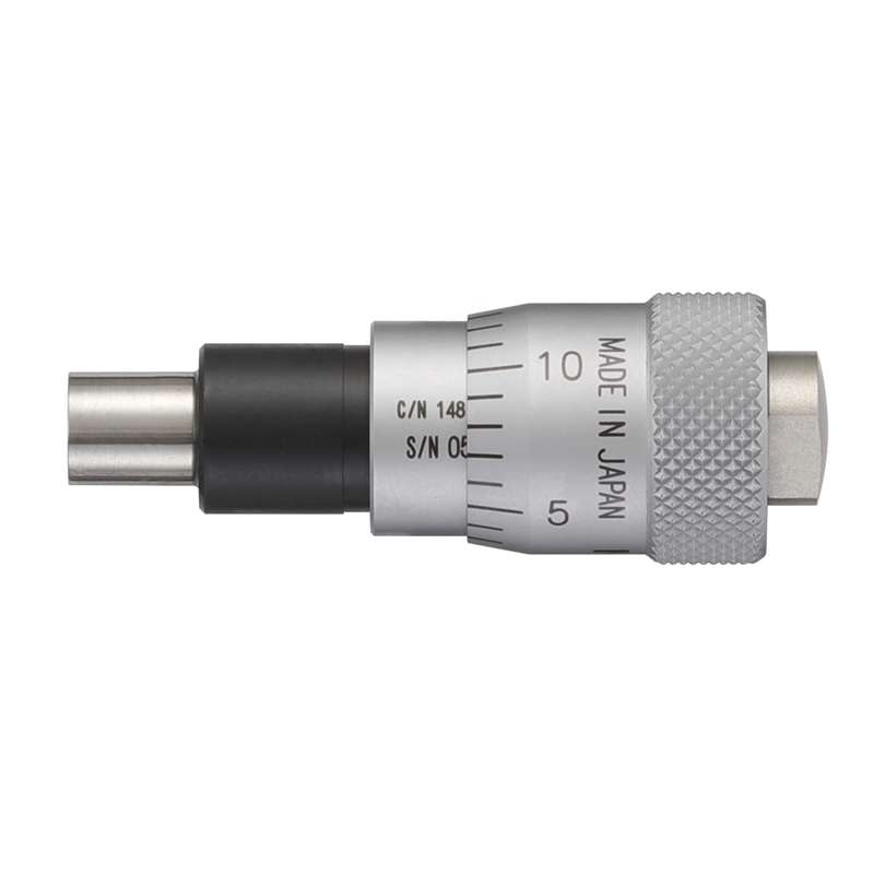 Micrometer Head, 0-0.25", 0.001", Flat, Plain, 0.375" Dia, 148 Series